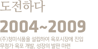 2004~2009 (주)청미식품 설립하여 육포시장 진입.